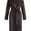 womens-brown-faux-leather-belted-trench-coat