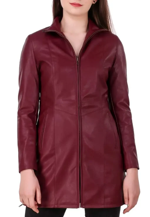 womens-burgundy-faux-leather-long-jacket