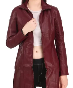 womens-burgundy-faux-leather-long-jacket