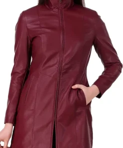 womens-burgundy-faux-leather-long-jacket