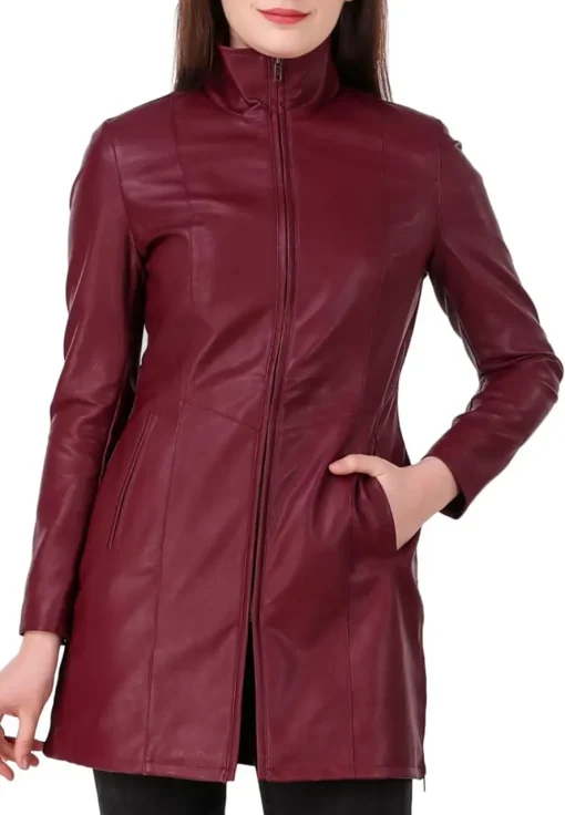 womens-burgundy-faux-leather-long-jacket