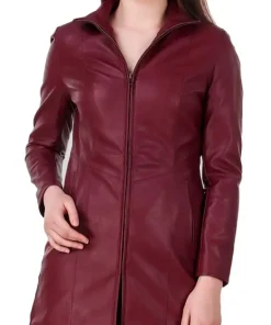 womens-burgundy-faux-leather-long-jacket