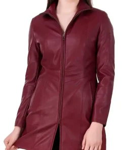 womens-burgundy-faux-leather-long-jacket