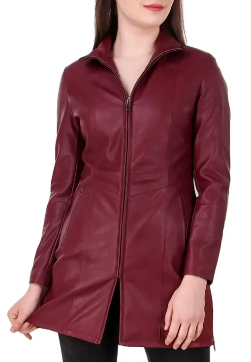 womens-burgundy-faux-leather-long-jacket