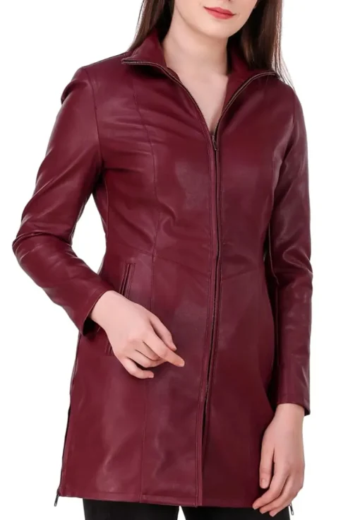 womens-burgundy-faux-leather-long-jacket