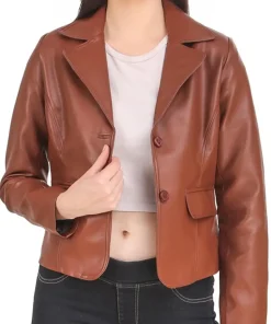 womens-casual-brown-faux-leather-short-coat