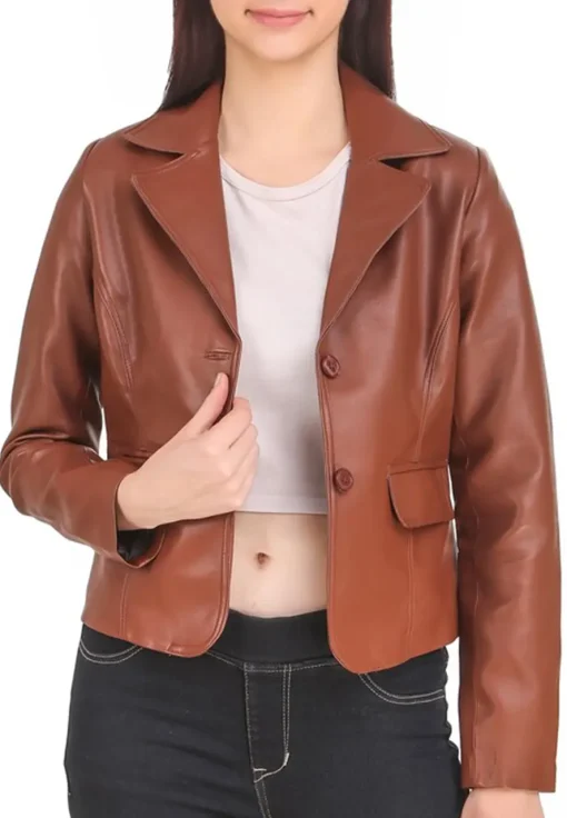 womens-casual-brown-faux-leather-short-coat