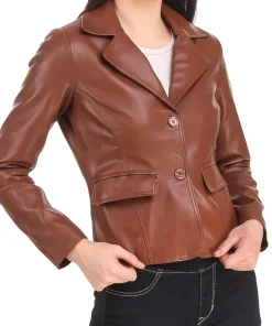 womens-casual-brown-faux-leather-short-coat
