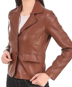 womens-casual-brown-faux-leather-short-coat