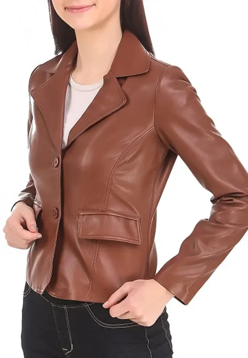 womens-casual-brown-faux-leather-short-coat
