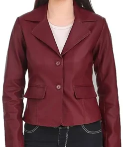 womens-casual-burgundy-faux-leather-short-coat