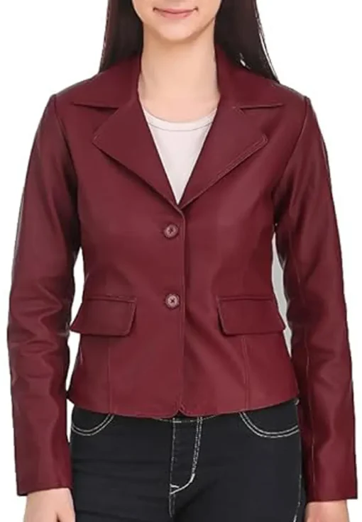 womens-casual-burgundy-faux-leather-short-coat