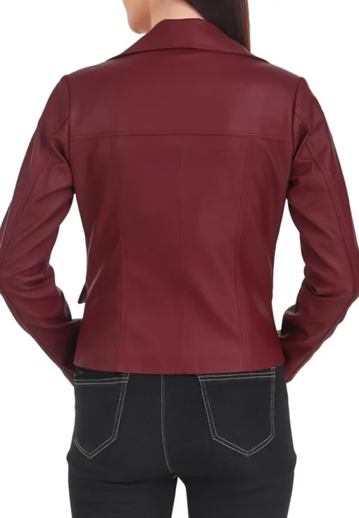 womens-casual-burgundy-faux-leather-short-coat