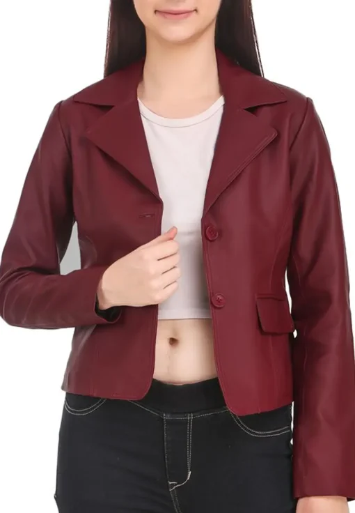 womens-casual-burgundy-faux-leather-short-coat