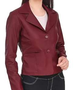 womens-casual-burgundy-faux-leather-short-coat