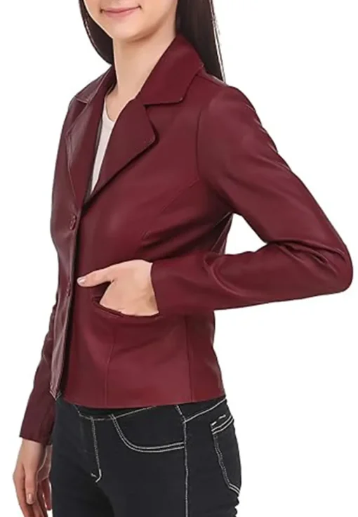 womens-casual-burgundy-faux-leather-short-coat