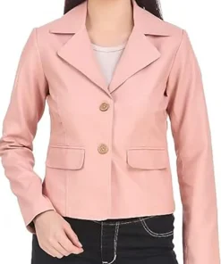 womens-casual-pink-faux-leather-short-coat