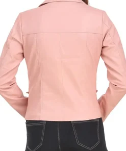 womens-casual-pink-faux-leather-short-coat