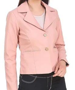womens-casual-pink-faux-leather-short-coat