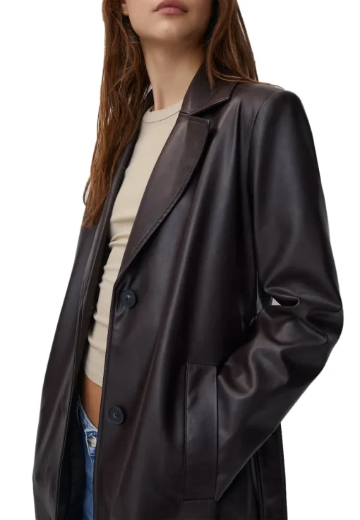 womens-chocolate-brown-faux-leather-trench-coat