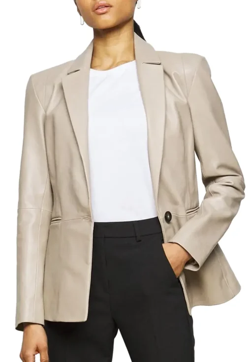 womens-classic-beige-faux-leather-blazer