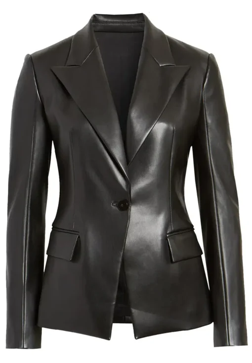 womens-classic-black-faux-leather-blazer