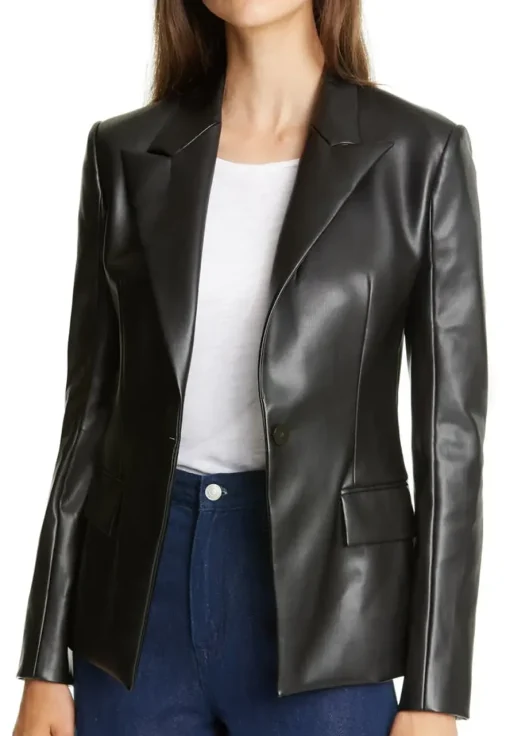 womens-classic-black-faux-leather-blazer
