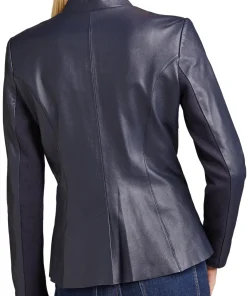 womens-classic-blue-faux-leather-blazer