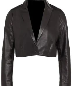 womens-cropped-black-faux-leather-blazer