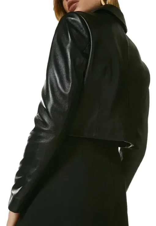 womens-cropped-black-faux-leather-blazer