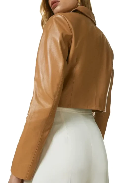 womens-cropped-tan-faux-leather-blazer
