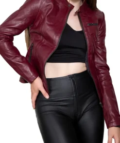 womens-deep-red-faux-leather-jacket