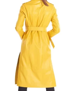 womens-double-breast-yellow-faux-leather-long-coat