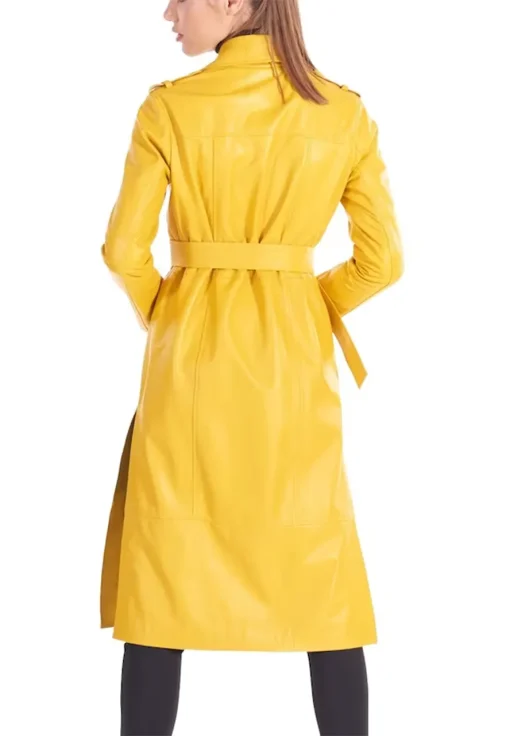 womens-double-breast-yellow-faux-leather-long-coat