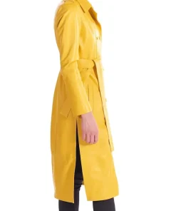 womens-double-breast-yellow-faux-leather-long-coat