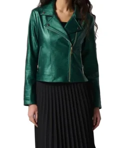 womens-emerald-green-faux-leather-biker-jacket