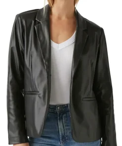 womens-faux-leather-black-blazer