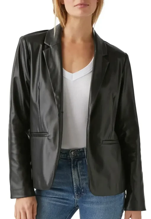womens-faux-leather-black-blazer