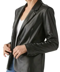 womens-faux-leather-black-blazer