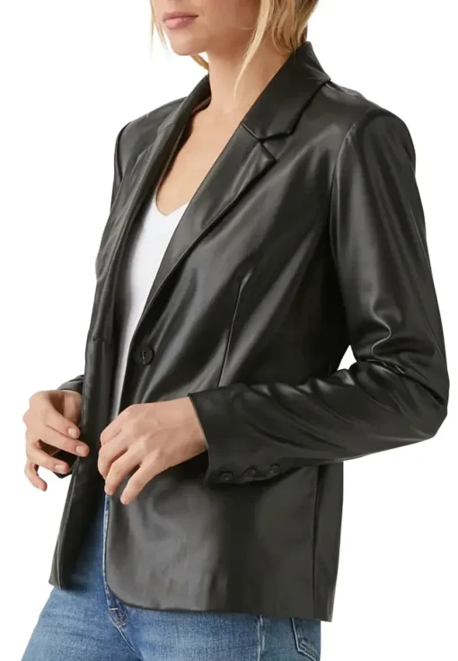 womens-faux-leather-black-blazer