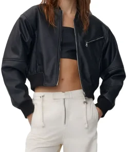 womens-faux-leather-black-bomber-jacket