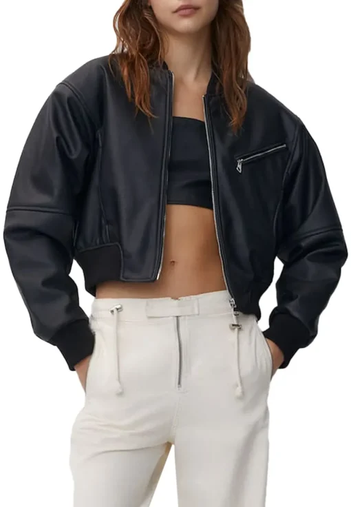 womens-faux-leather-black-bomber-jacket