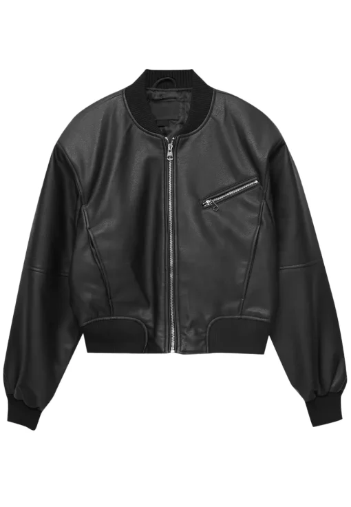 womens-faux-leather-black-bomber-jacket