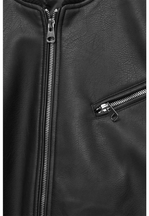 womens-faux-leather-black-bomber-jacket