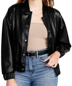 womens-faux-leather-bomber-black-jacket