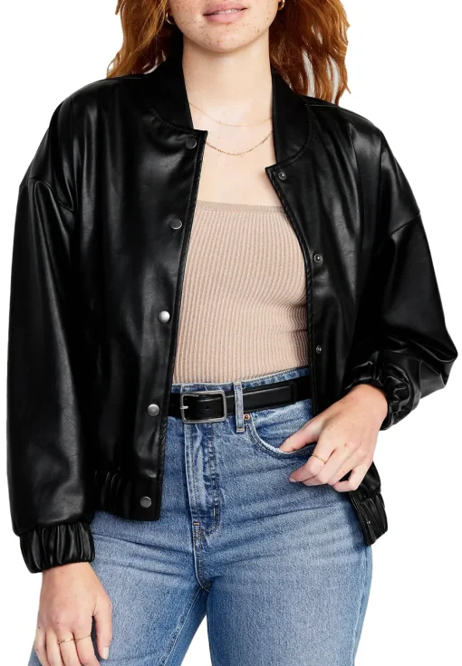 womens-faux-leather-bomber-black-jacket