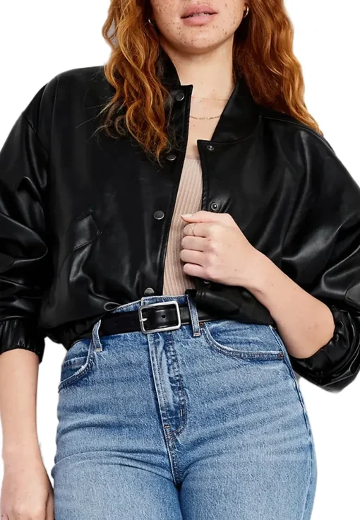 womens-faux-leather-bomber-black-jacket