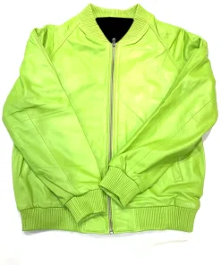 womens-faux-leather-lime-green-bomber-jacket