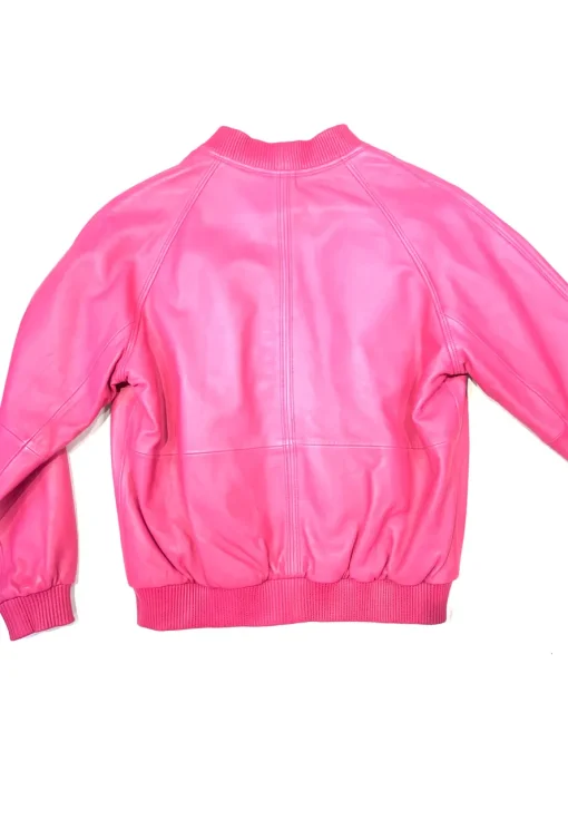 womens-faux-leather-pink-bomber-jacket