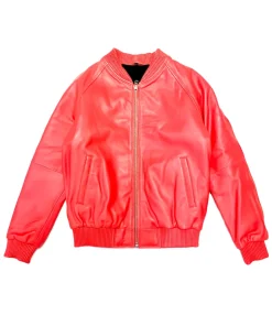 womens-faux-leather-red-bomber-jacket